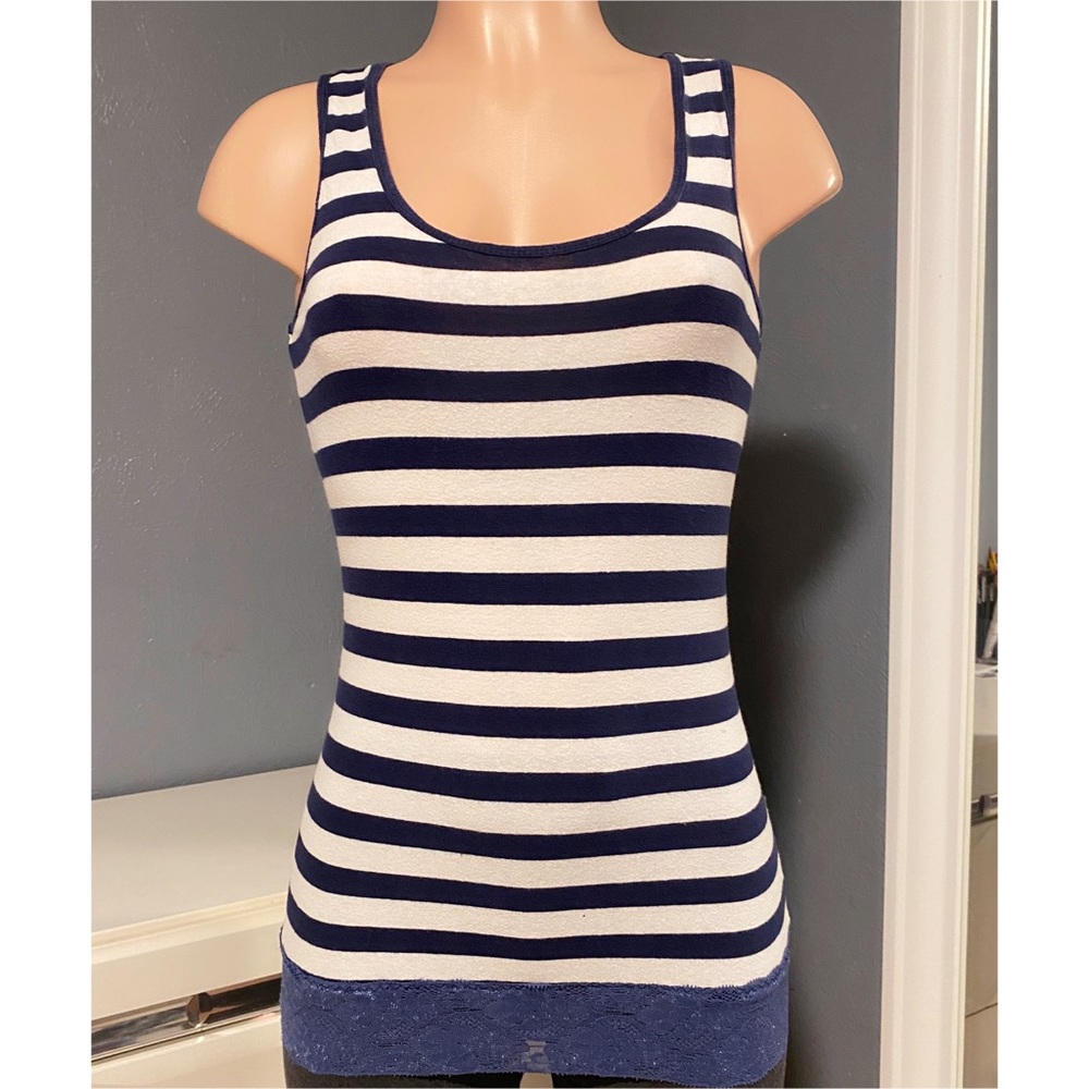 Basic Papaya Striped Tank Top